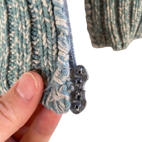 Y2K Cabelas Yoyo Turquoise Green Crochet Hood Full Zip Knit Sweater Size 2XL - Picture 8 of 16